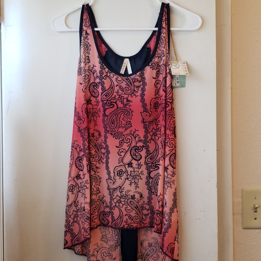 Red navy blue tank top